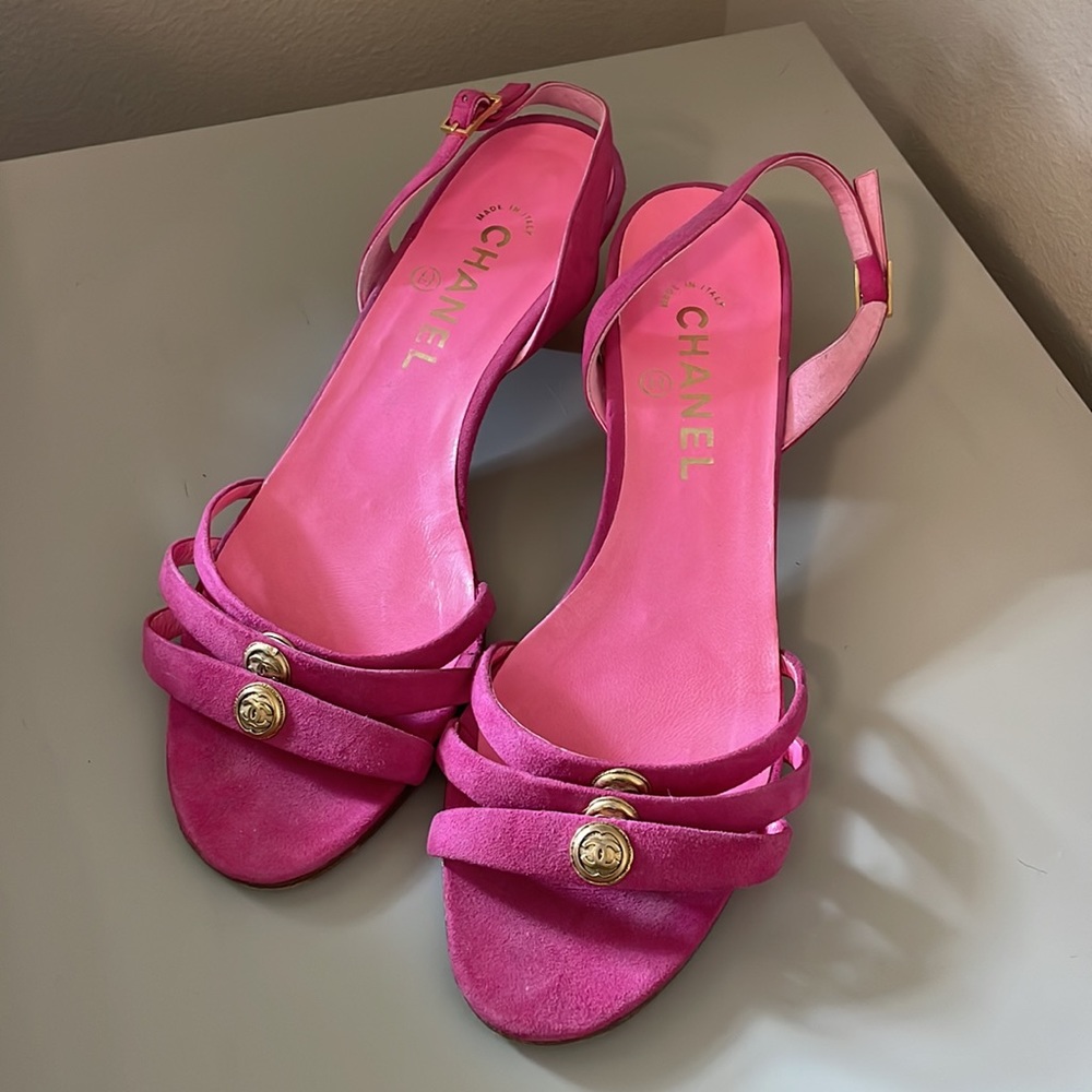 Pink Suede Chanel Sandals - Amazing Condition